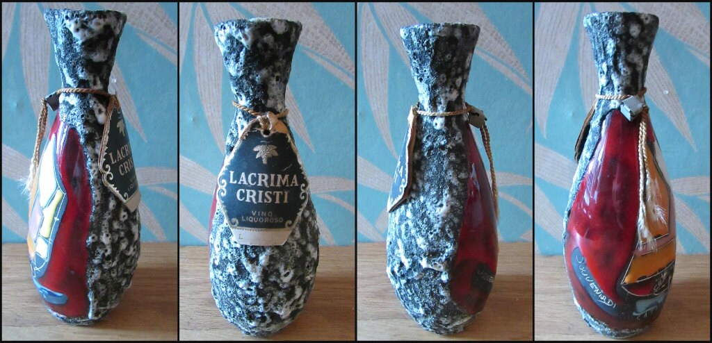 Mid-century San Marino Lava Touristware miniature wine bottle