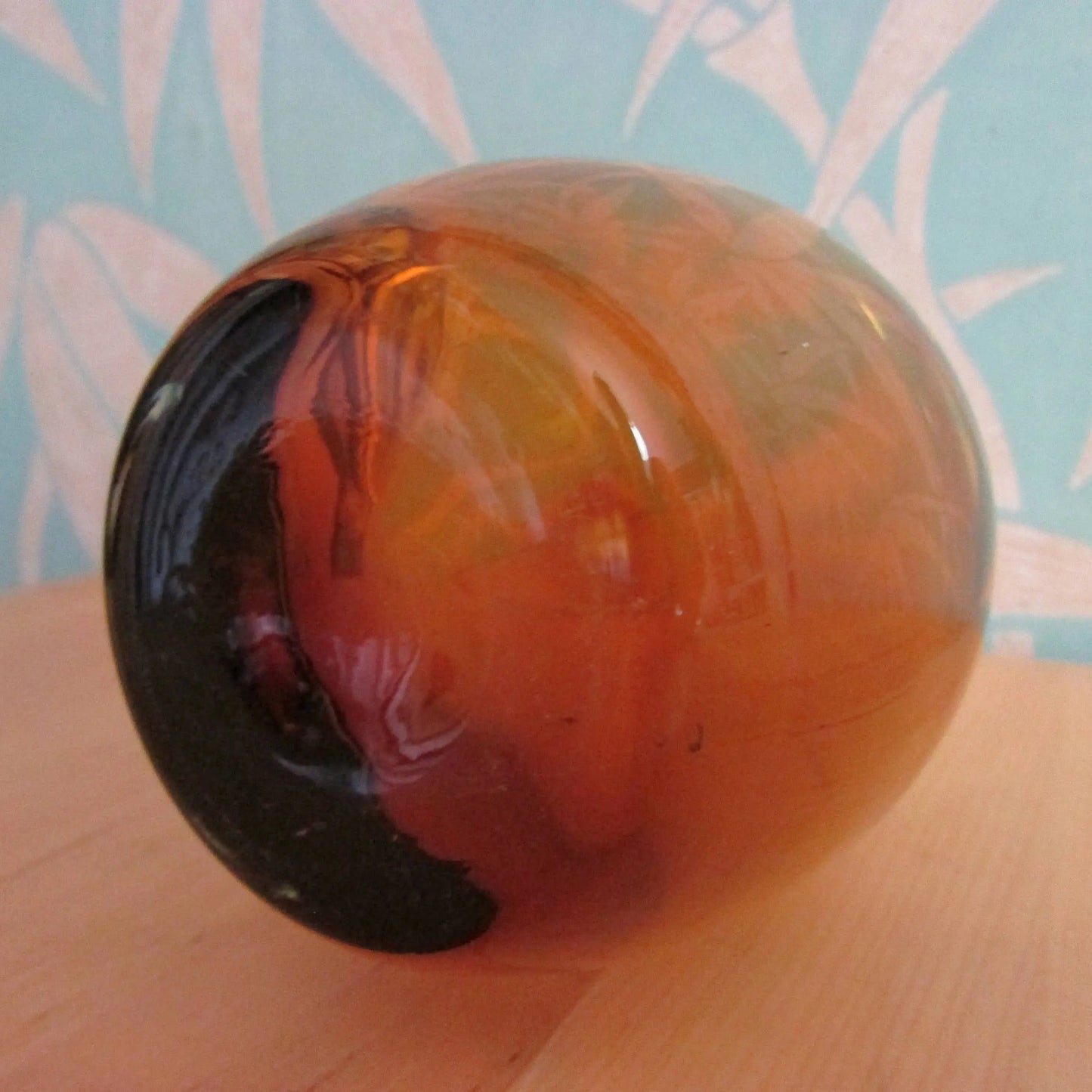 1960s/70s Scandinavian-style amber blown cased glass vase