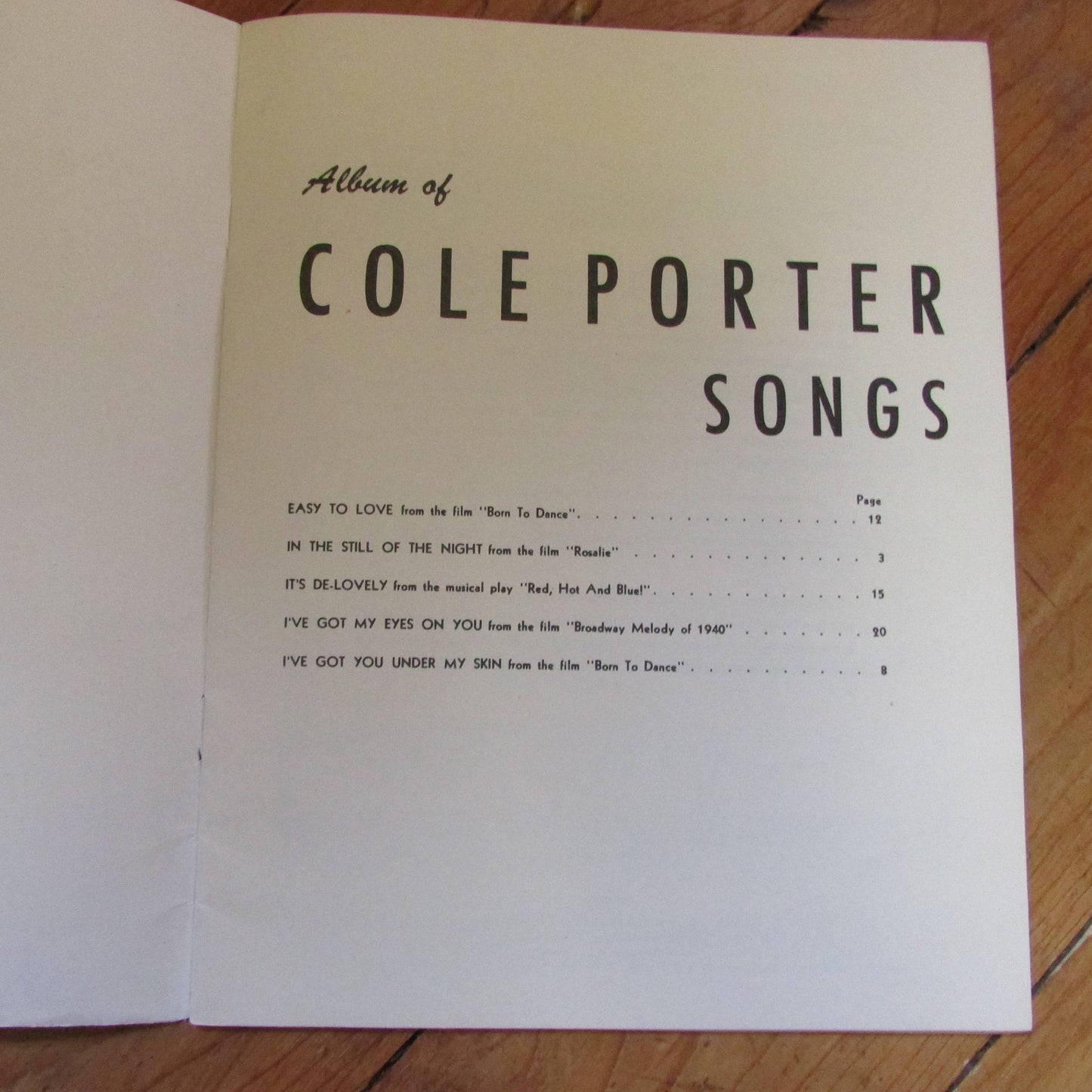 Vintage Cole Porter song album from his famous musical productions (Softback)