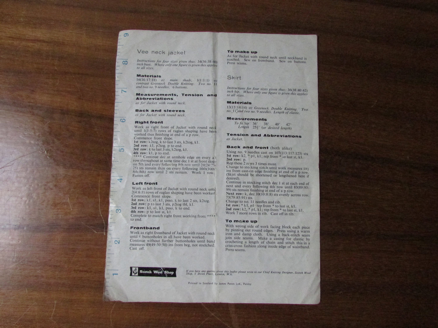 1964 Greenock 922 knitting pattern for suited twosome