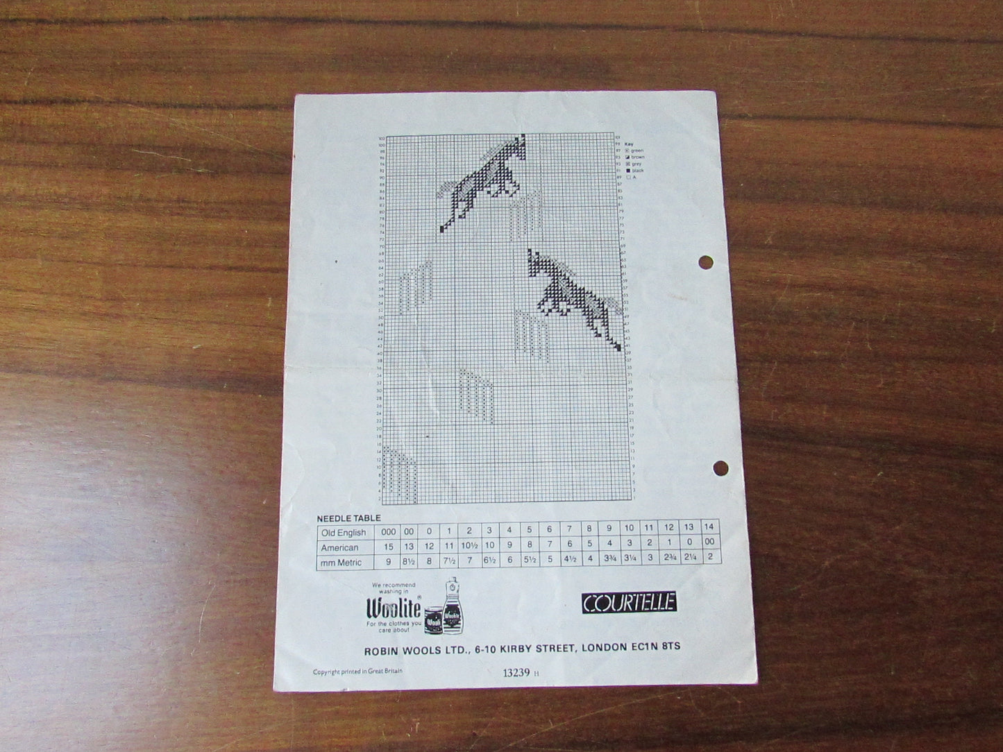 1970/80s Robin 13239 knitting pattern for girl's horse motif cardigan