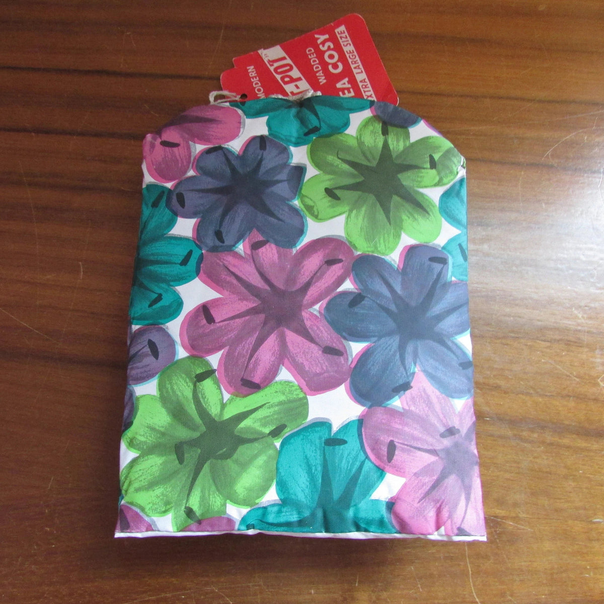Vintage "Hot-Pot" brightly-coloured floral Petal wadded tea cosy, XL