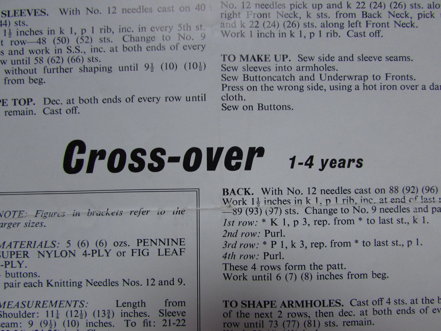 1950s Pennine 856 knitting pattern for girl's windcheater, & cross-over cardigans