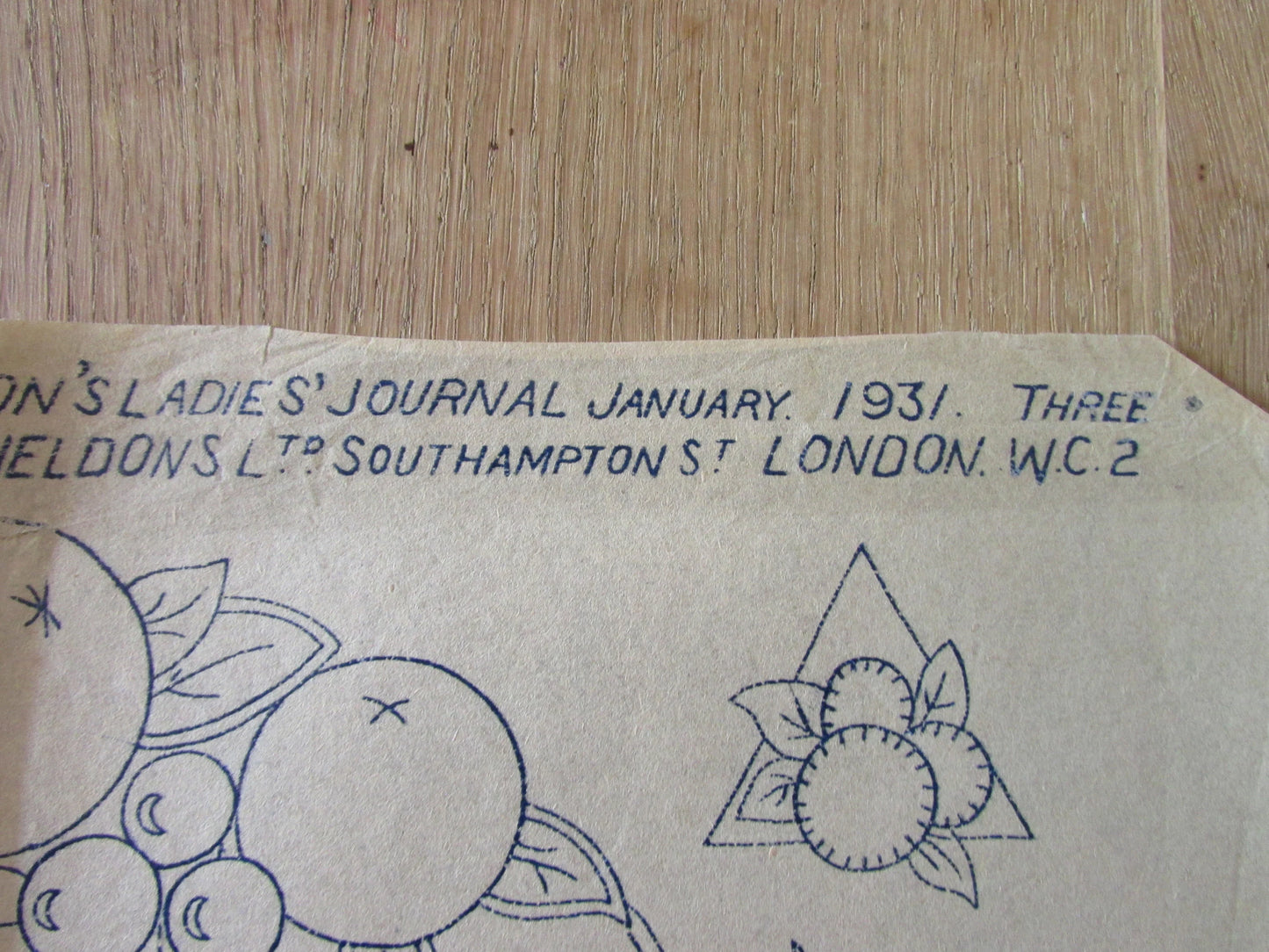 Unused 1931 Weldon's Ladies Journal fruit No.1587 embroidery transfer