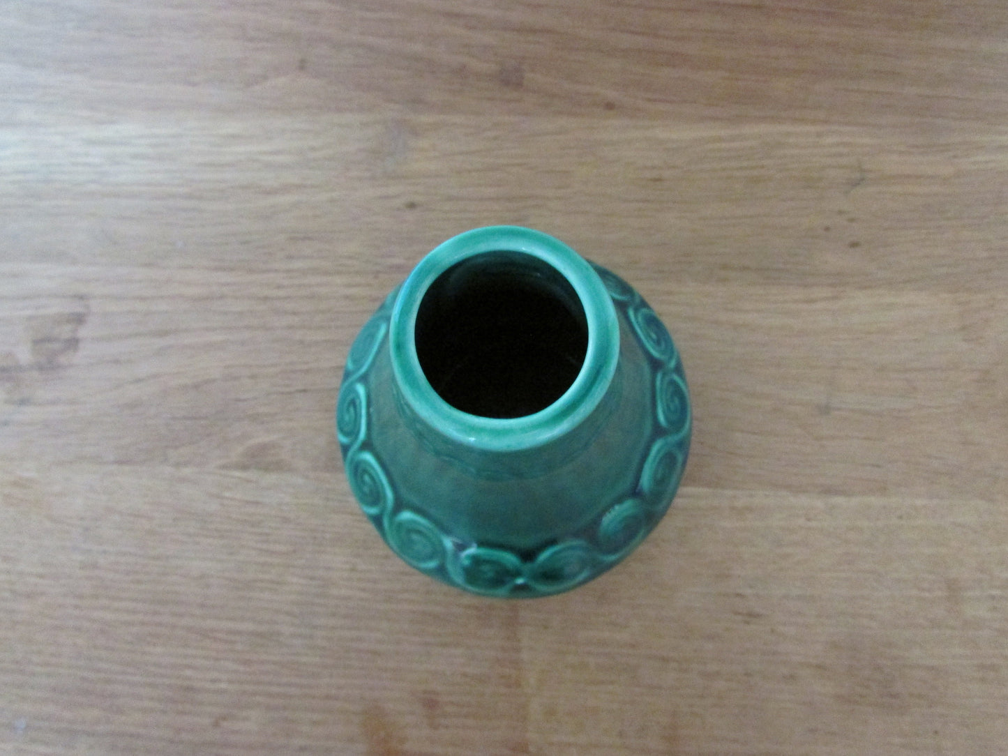 Vintage St Michael's House Pottery "Designs from the Book of Kells" small green vase