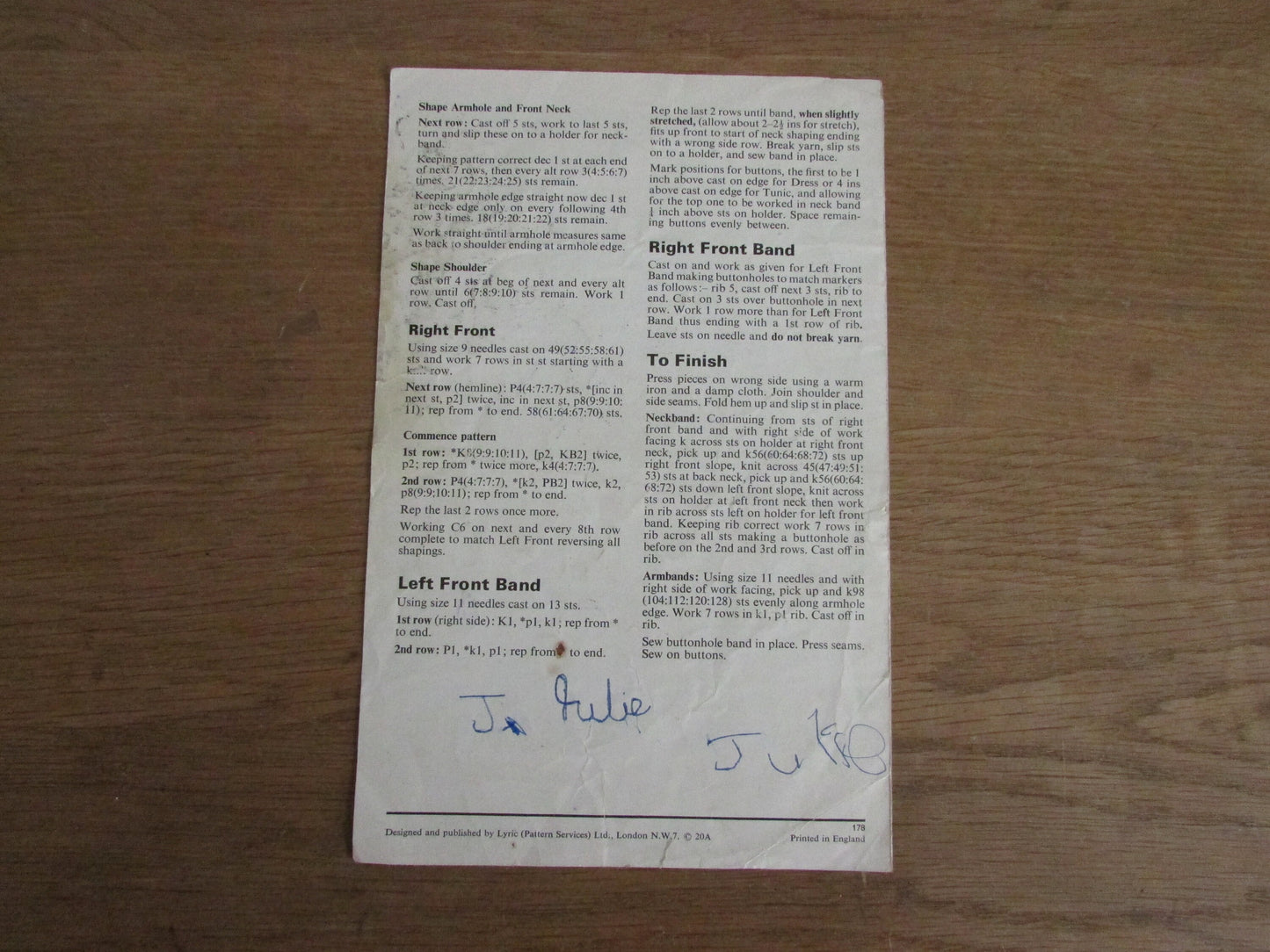 1970s Harmony 178 knitting pattern for dress & tunic