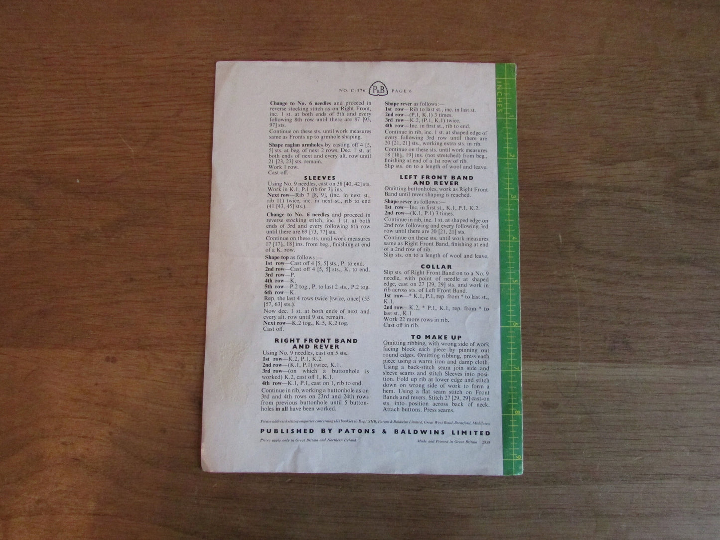 1950s P&B Wools C-376 knitting pattern for two jackets in bouclet