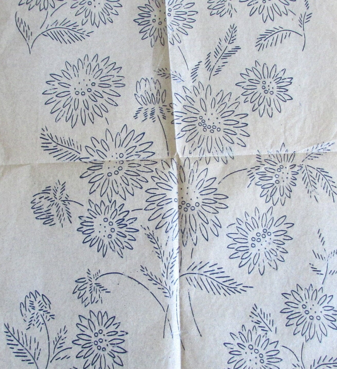Unused vintage chrysanthemum embroidery transfer