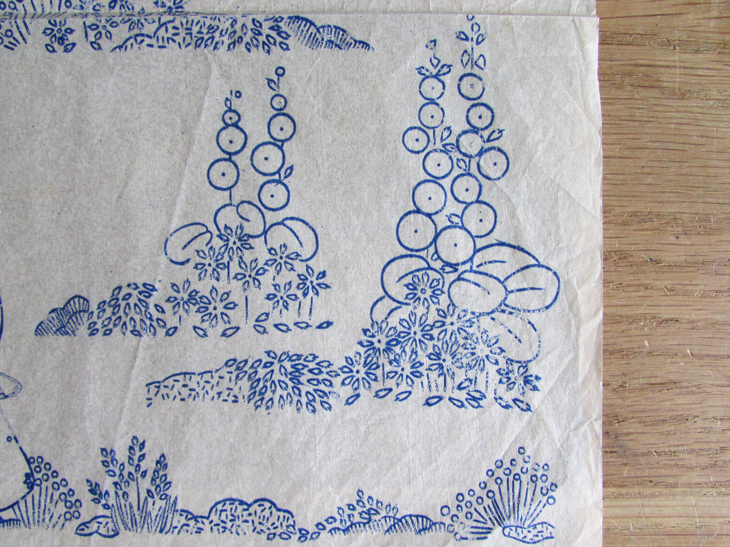 Unused April 1937 Good Needlework & Knitting Magazine Crinoline lady with hollyhock embroidery transfer