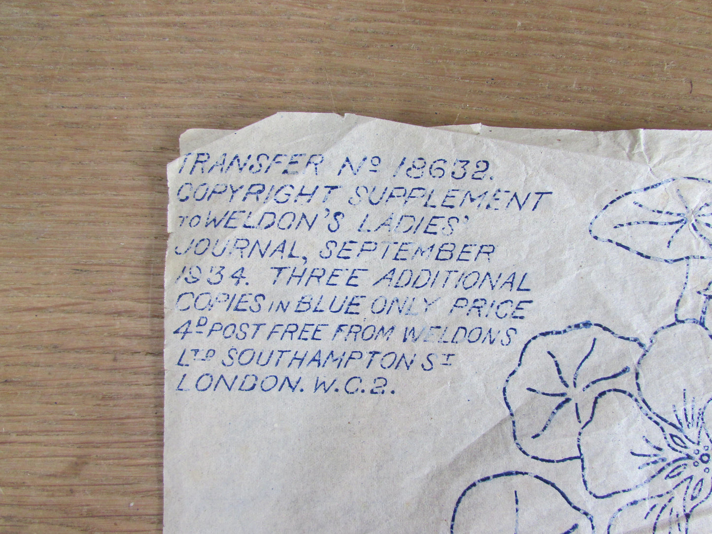 Unused Sept 1934 Weldon's Ladies Journal No.18632 nasturtiums embroidery transfer