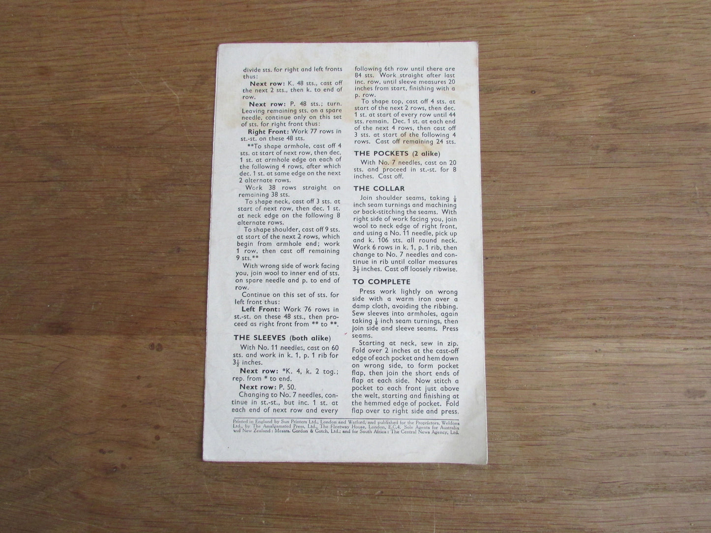 1950s Weldons Knitwear B1163 knitting pattern for his & hers lumber jackets
