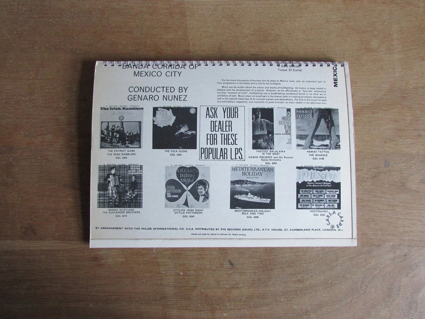 Home-made A4 wire-bound sketchbook using 100% recycled 140gsm Cartridge Paper, Banda Corrida of Mexico City