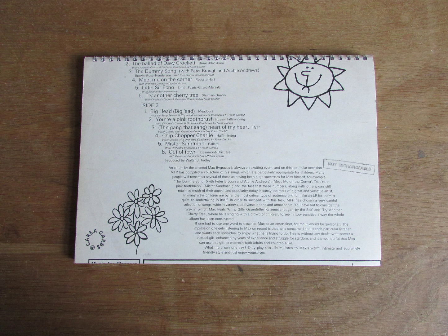 Home-made A4 wire-bound sketchbook using 100% recycled 140gsm Cartridge Paper, Max Bygraves