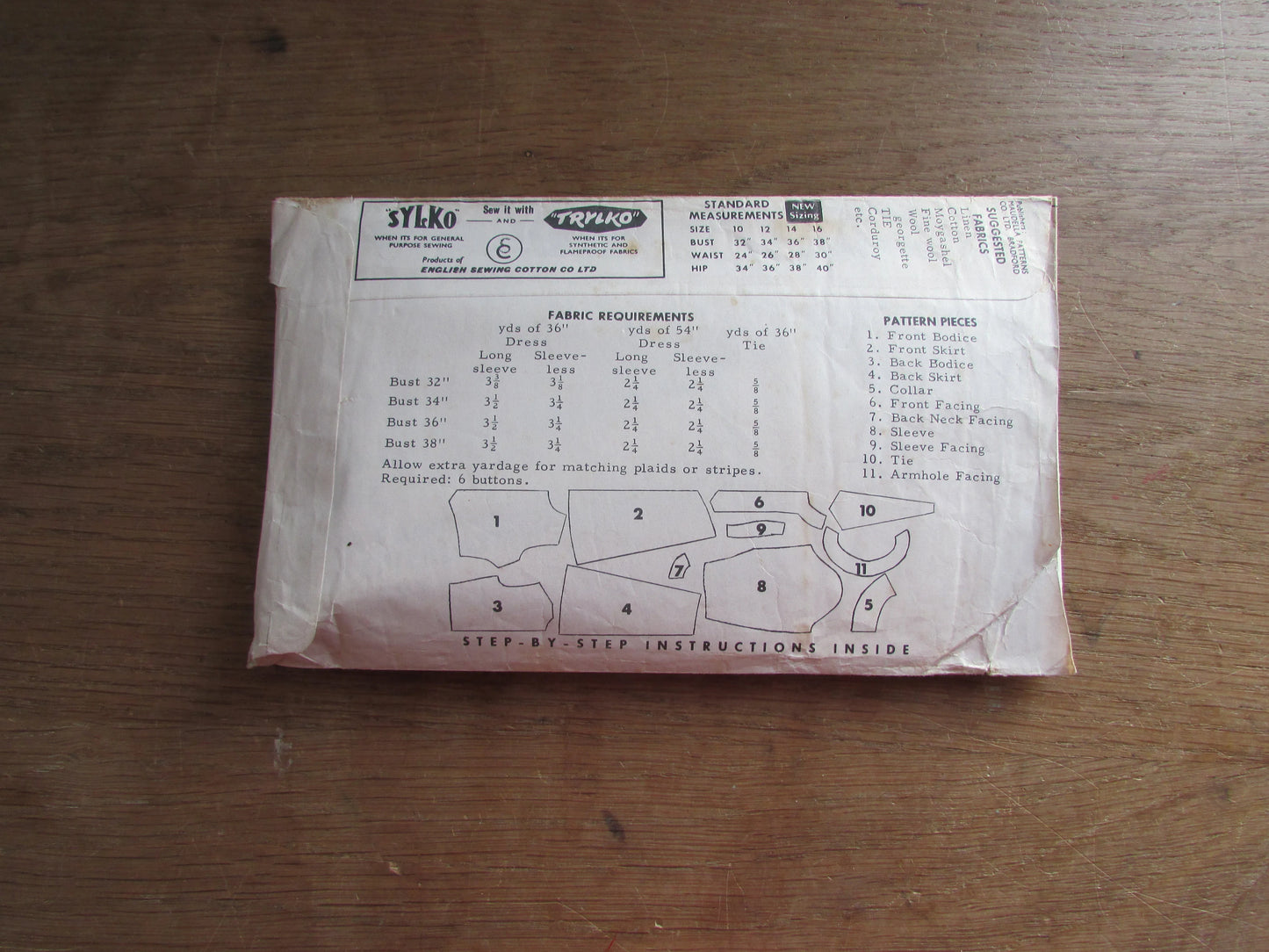 Part cut 1960s Maudella 5558 sewing pattern for misses' loose-fitting dress, sizes 8-16 (complete, see description below)