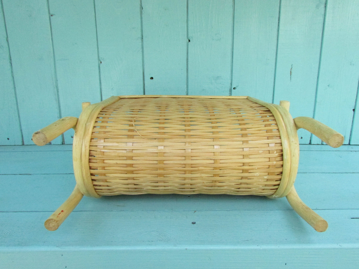 1970s bamboo & woven wicker magazine rack