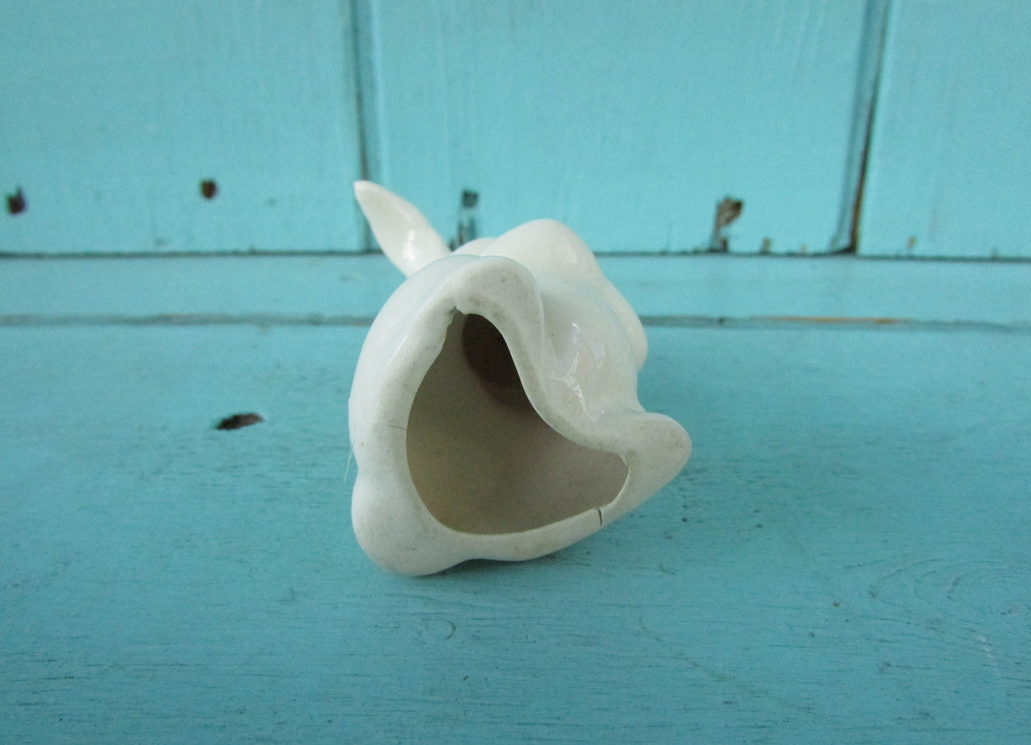 Vintage miniature ceramic white baby rabbit