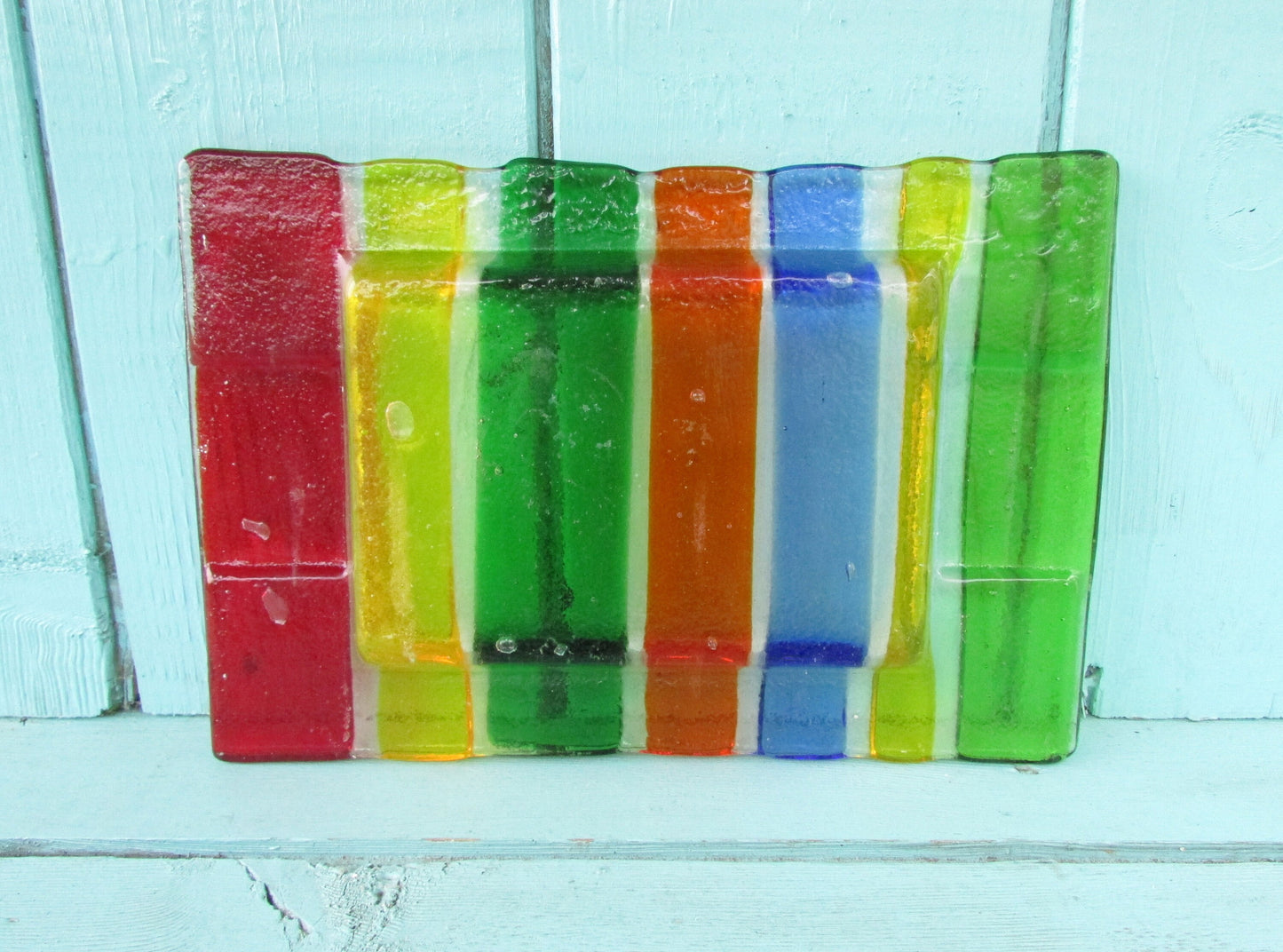 Vintage Murano-style pressed/fused multicoloured glass dish