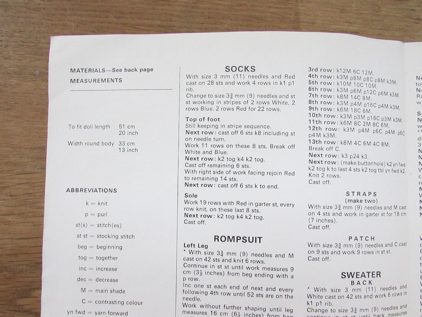 1970s Studley 747 knitting pattern for doll's clothes, to fit 20" doll