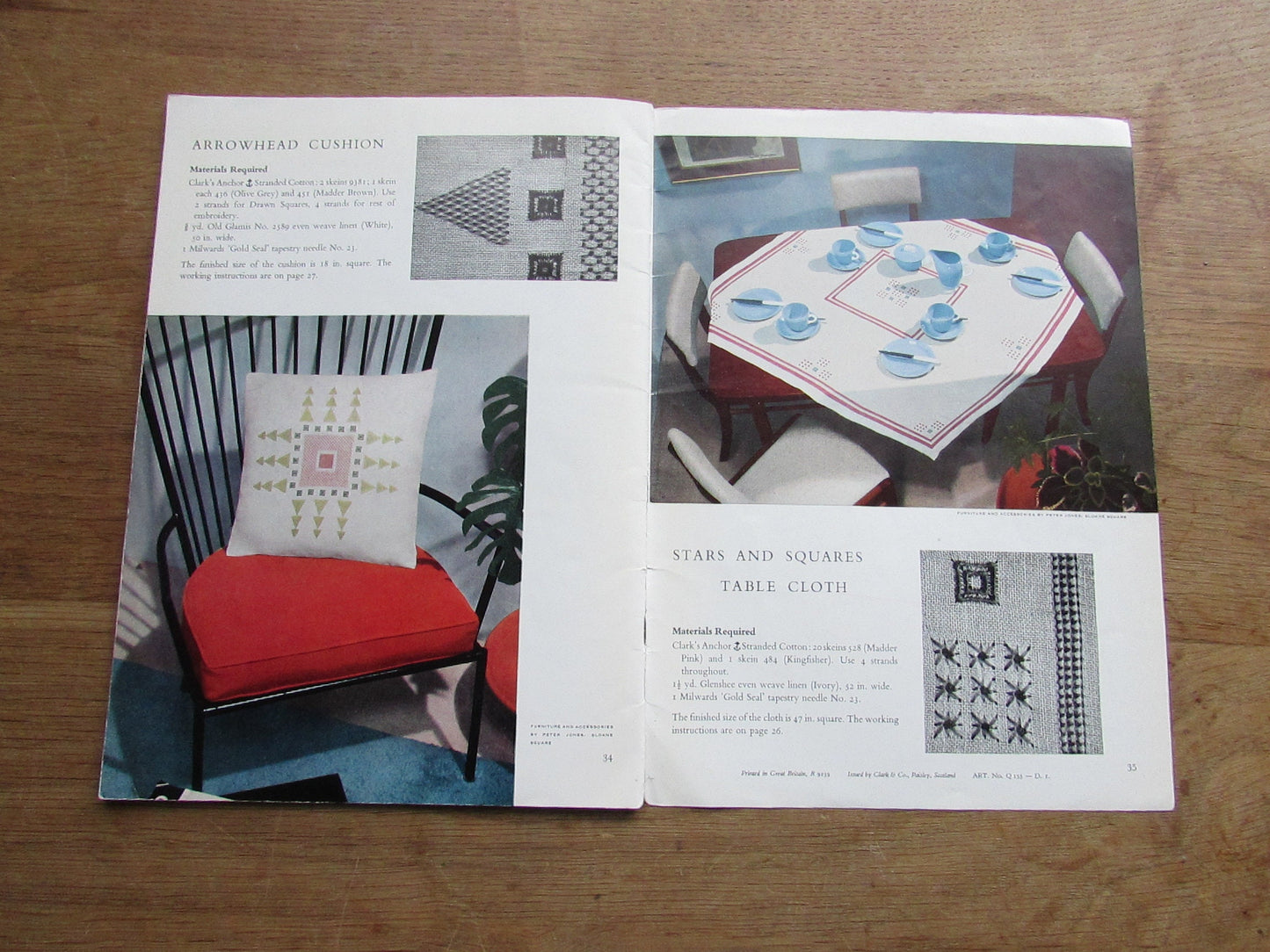 1960s Anchor Embroidery Book No.508 Drawn Fabric Embroidery for table linen & furnishings
