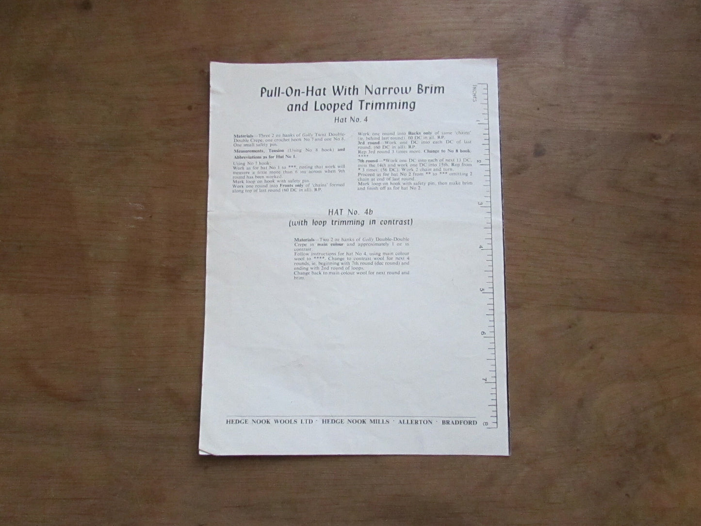 1950s Designed by Kay for Golly Wools No.39 knitting pattern for four hat styles