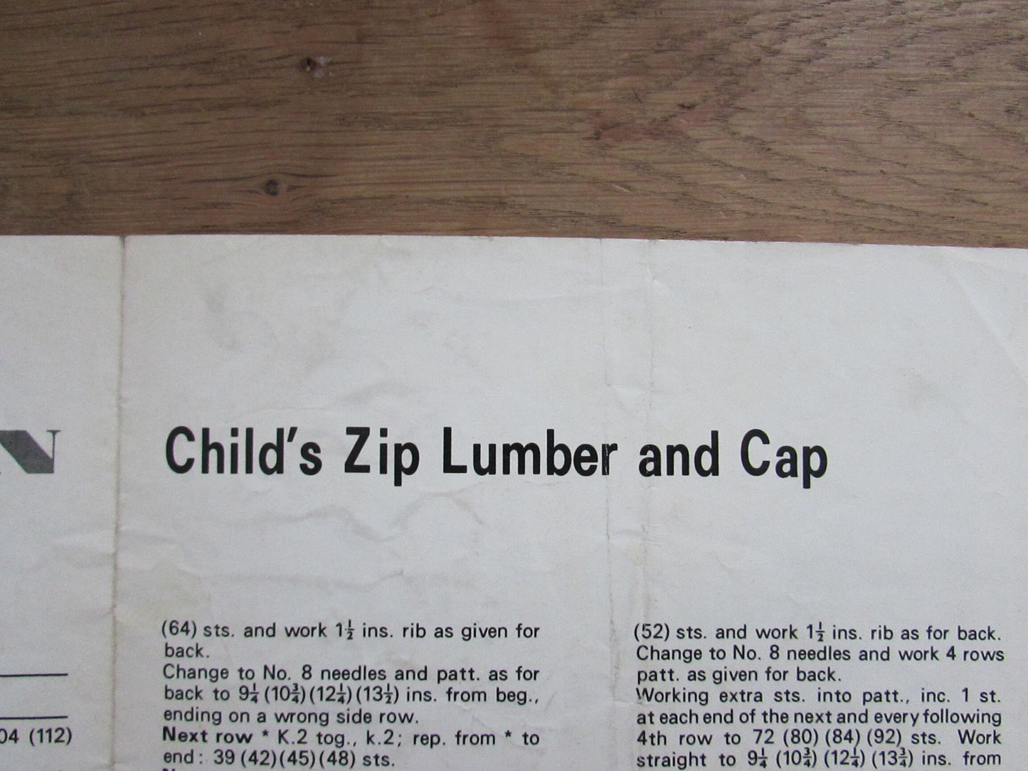 1968 Robin 1778 knitting pattern for child's zip lumber & cap