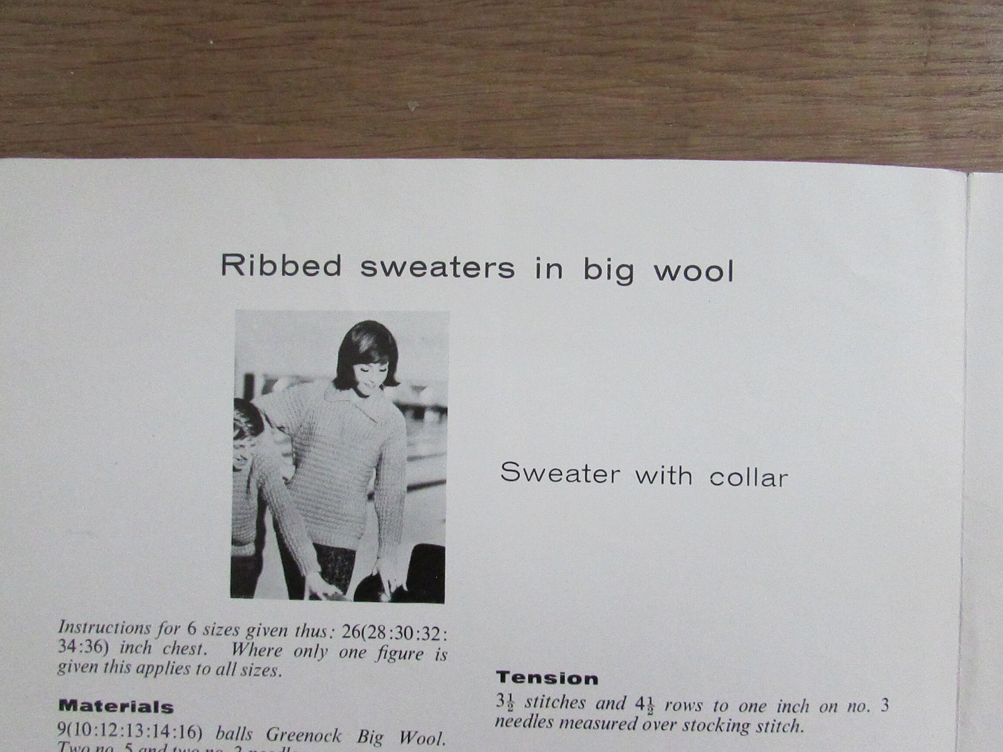 1962 Greenock 85 knitting pattern for ribbed sweaters in big wool