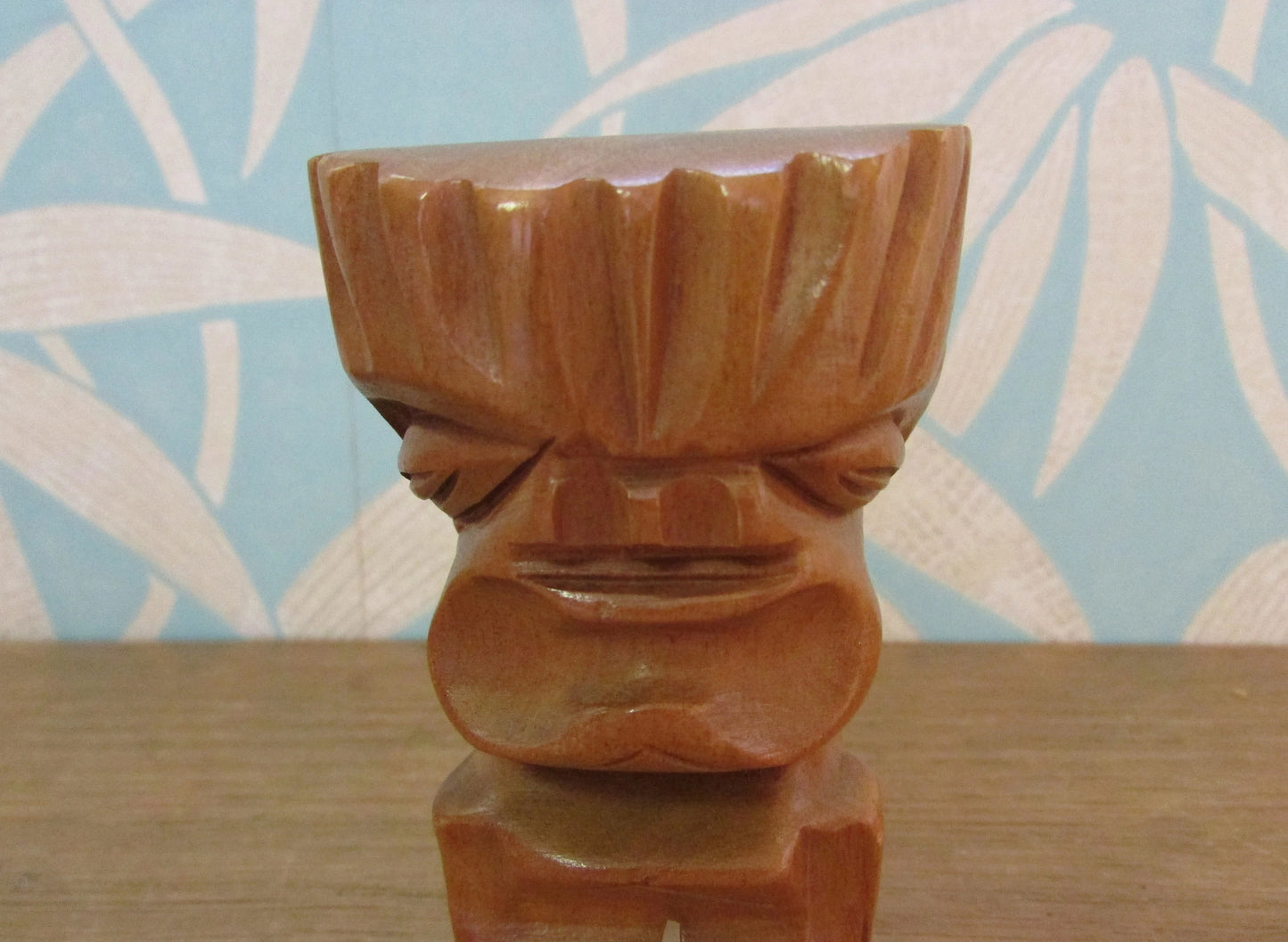 Vintage Waikiki Woods carved monkey pod tiki statuette