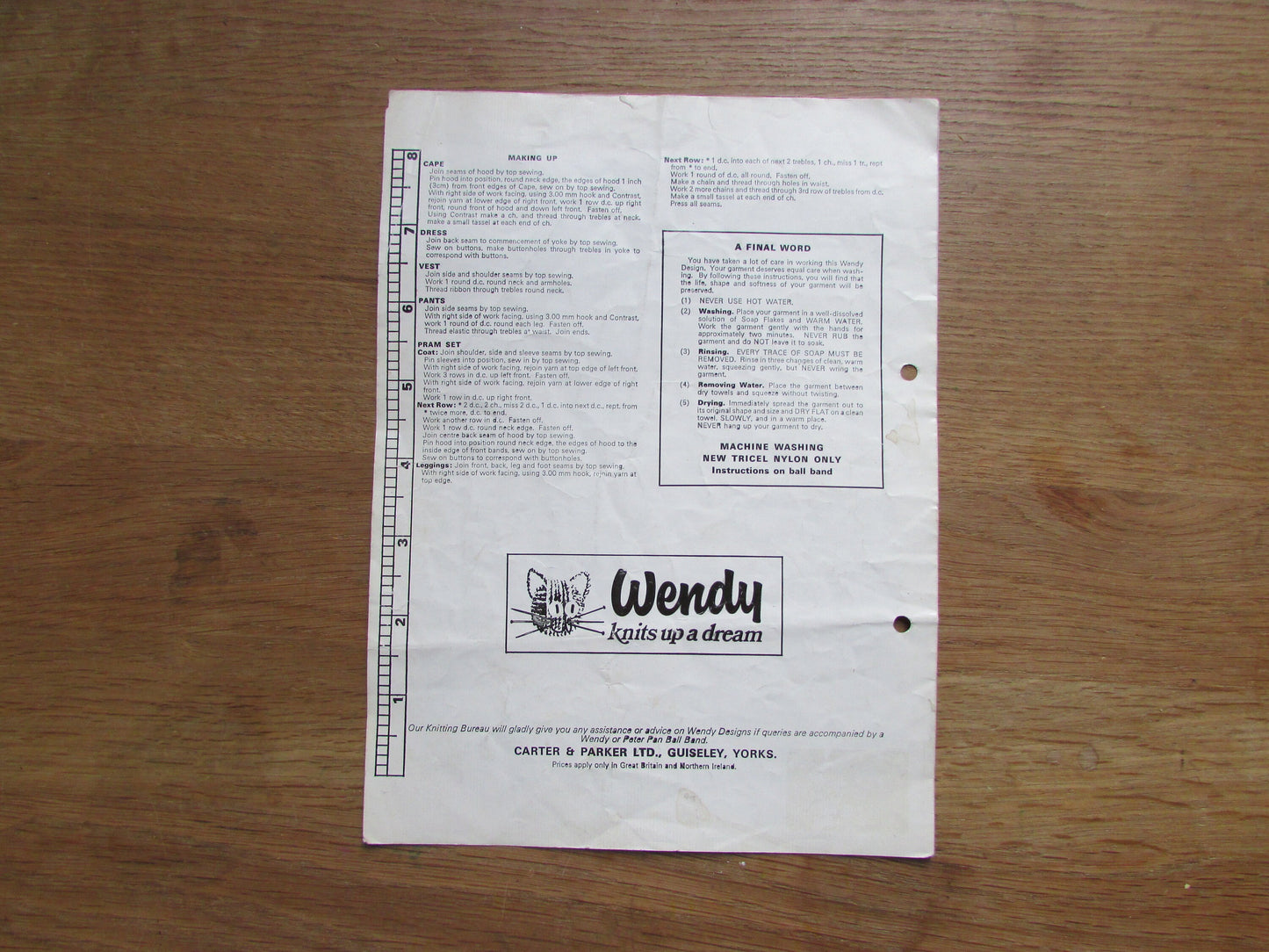 1970s Wendy 1106 crochet pattern for baby doll clothes