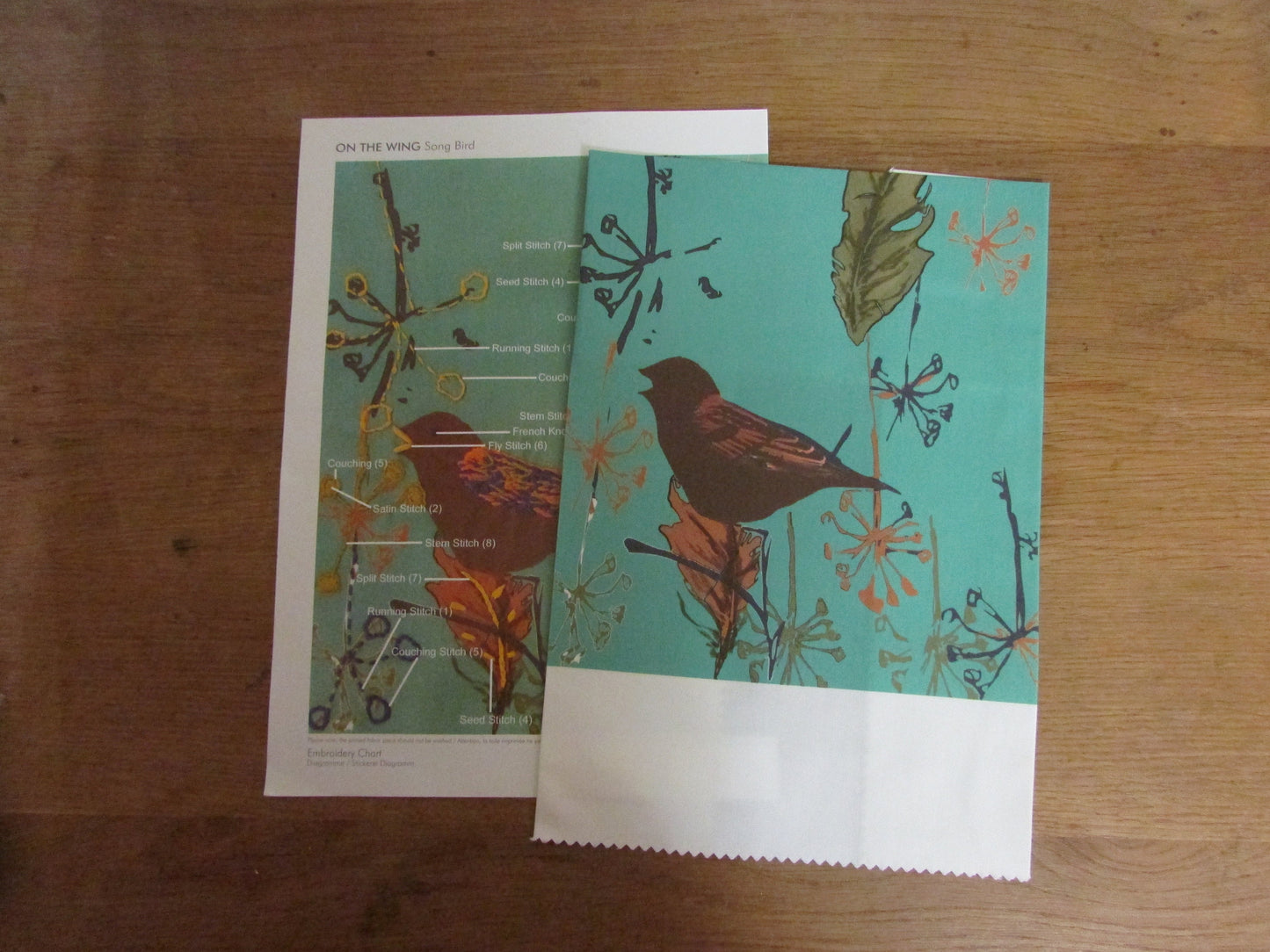 DMC "On The Wing" song bird printed embroidery kit