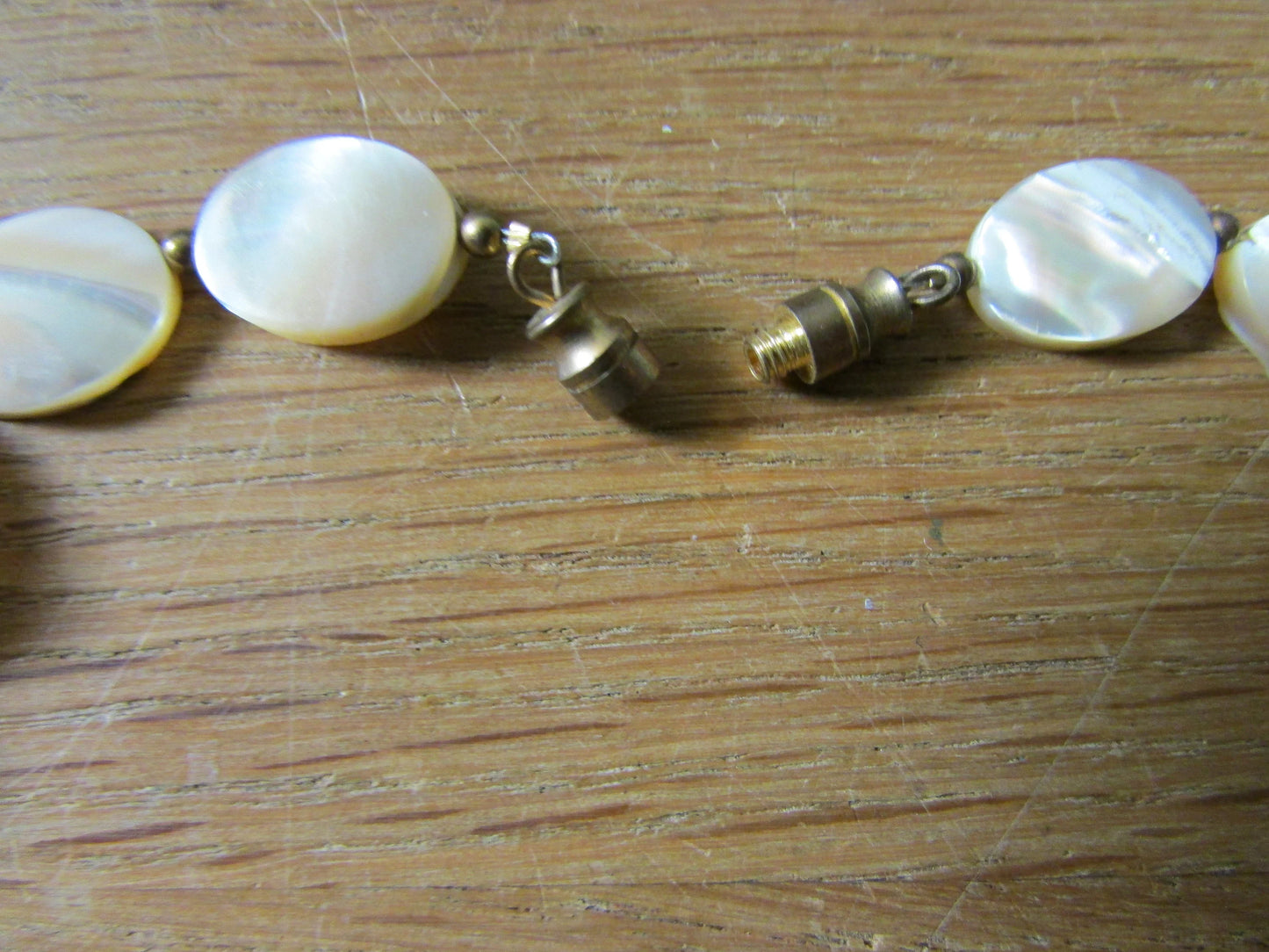 1960s mother of pearl & red coral drop bead necklace