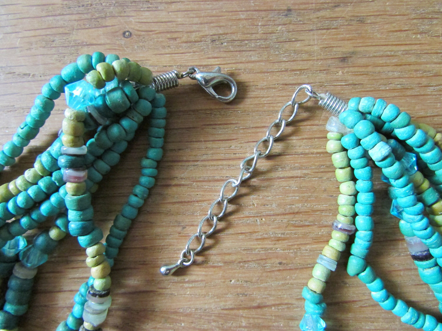 Y2K turquoise green mix clay multistrand necklace