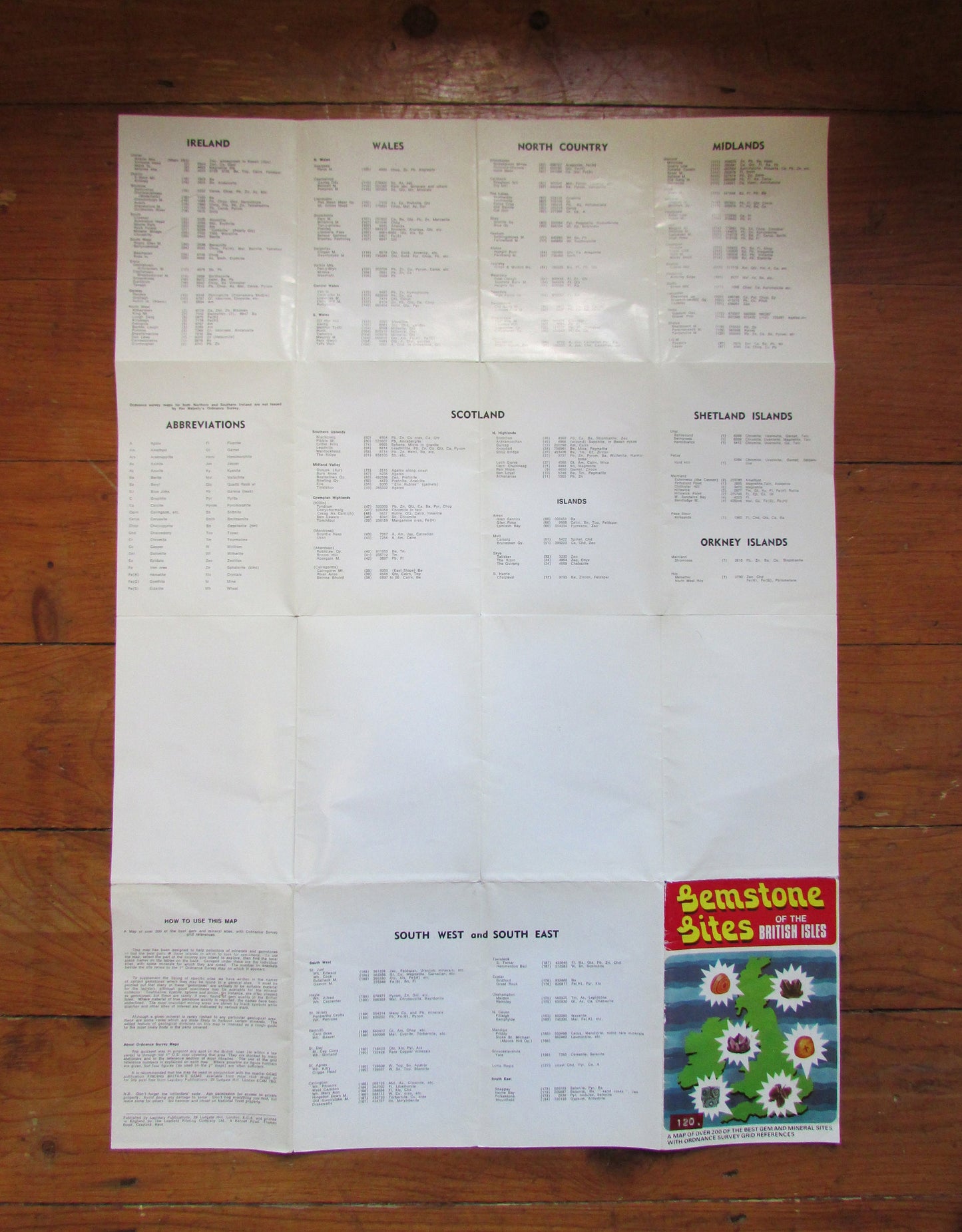 Vintage Gemstones Sites of the British Isles ordnance survey map
