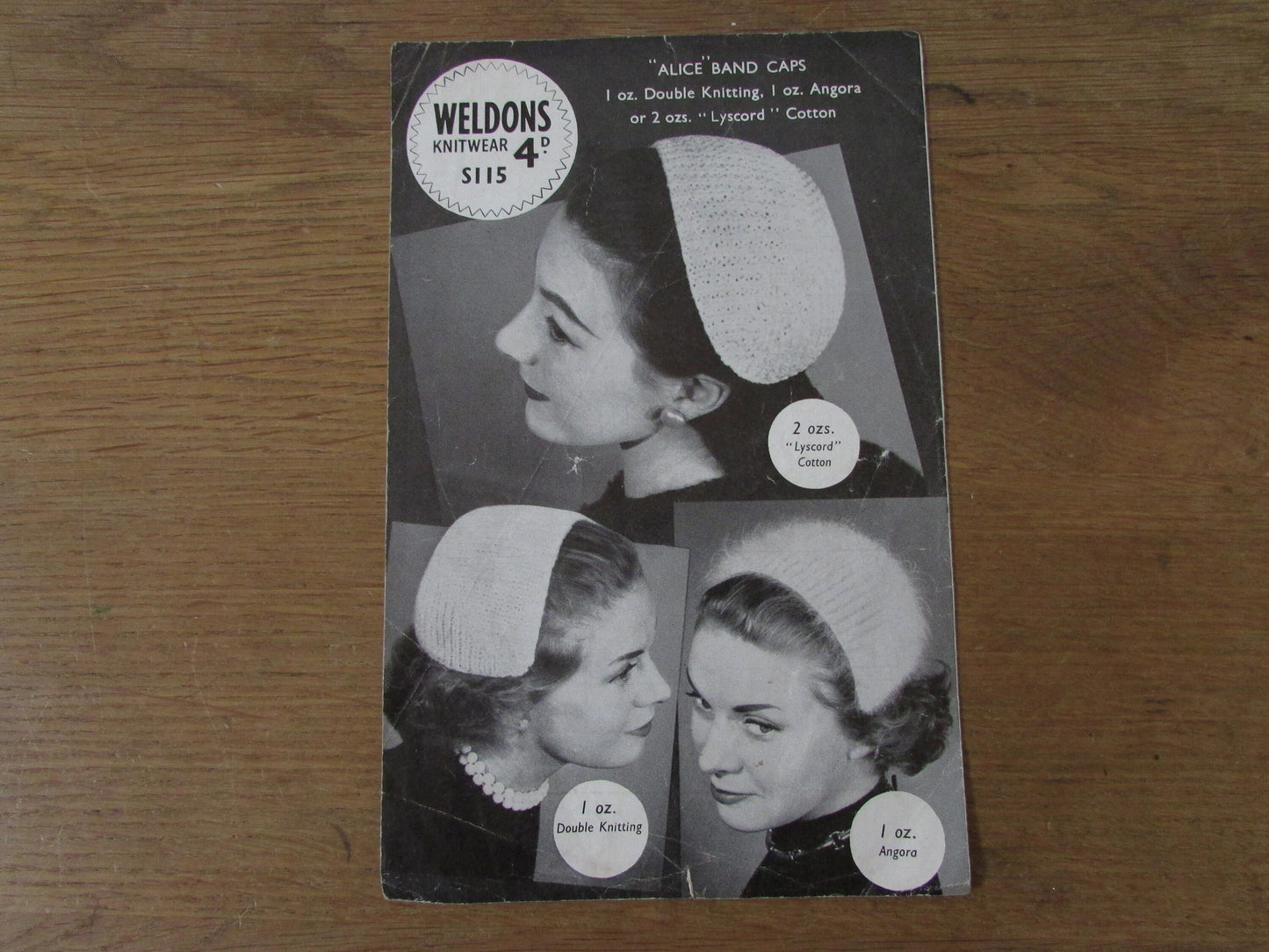 1940s Weldons S115 knitting pattern for "Alice" band caps