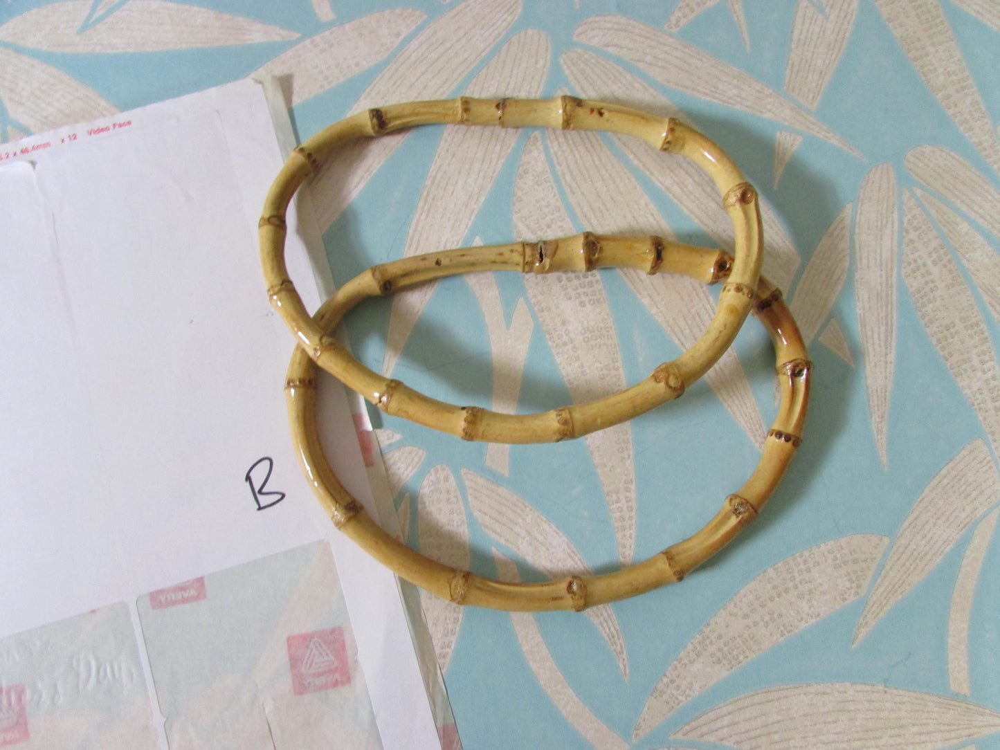Pair of vintage D-shaped bamboo handbag/purse handles #B