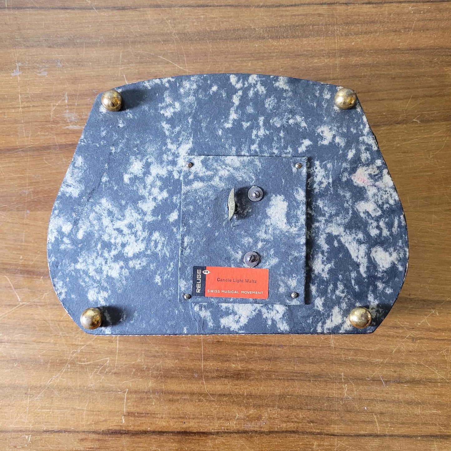 1950s Reuge Swiss movement musical manicure box REUGE Swiss Musical movement, plays 'Candle Light Waltz'.