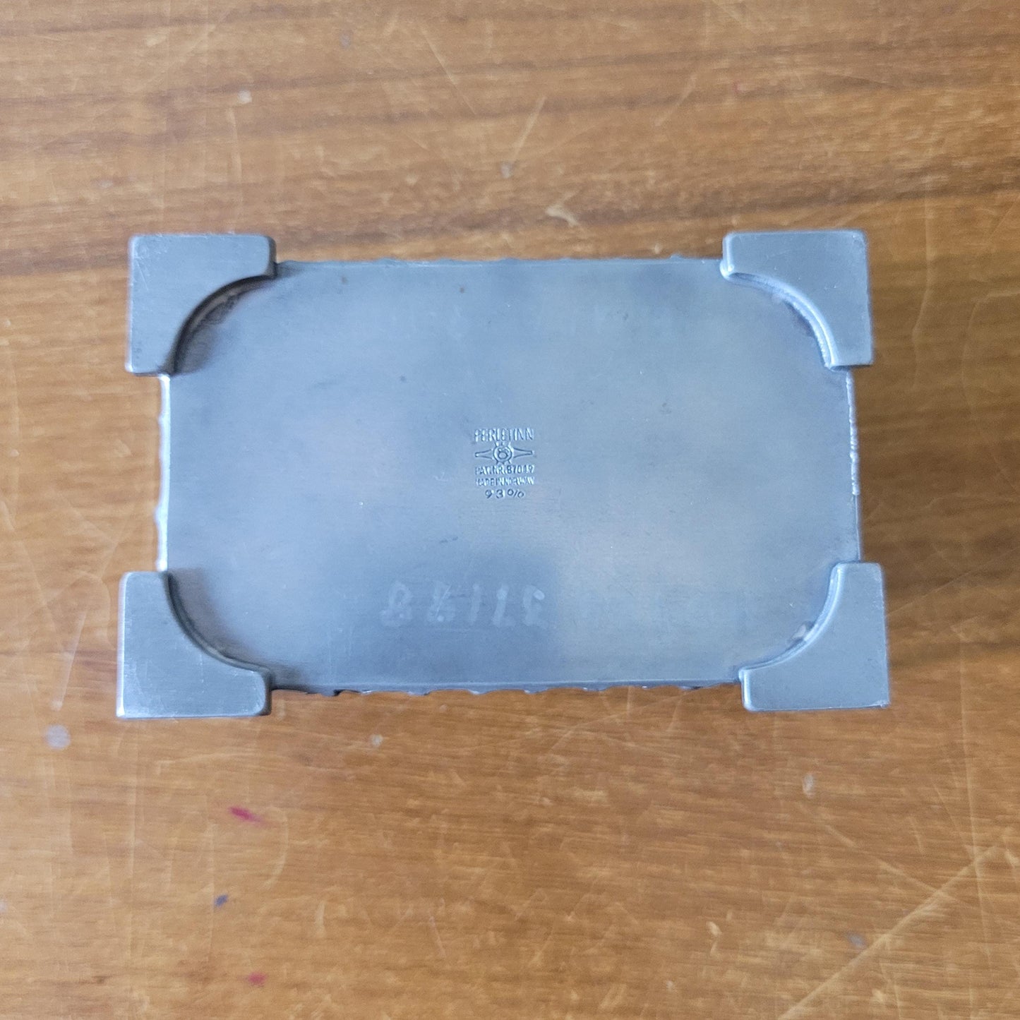 circa. 1960s Perletinn, Norway, hammered pewter matchbox cover