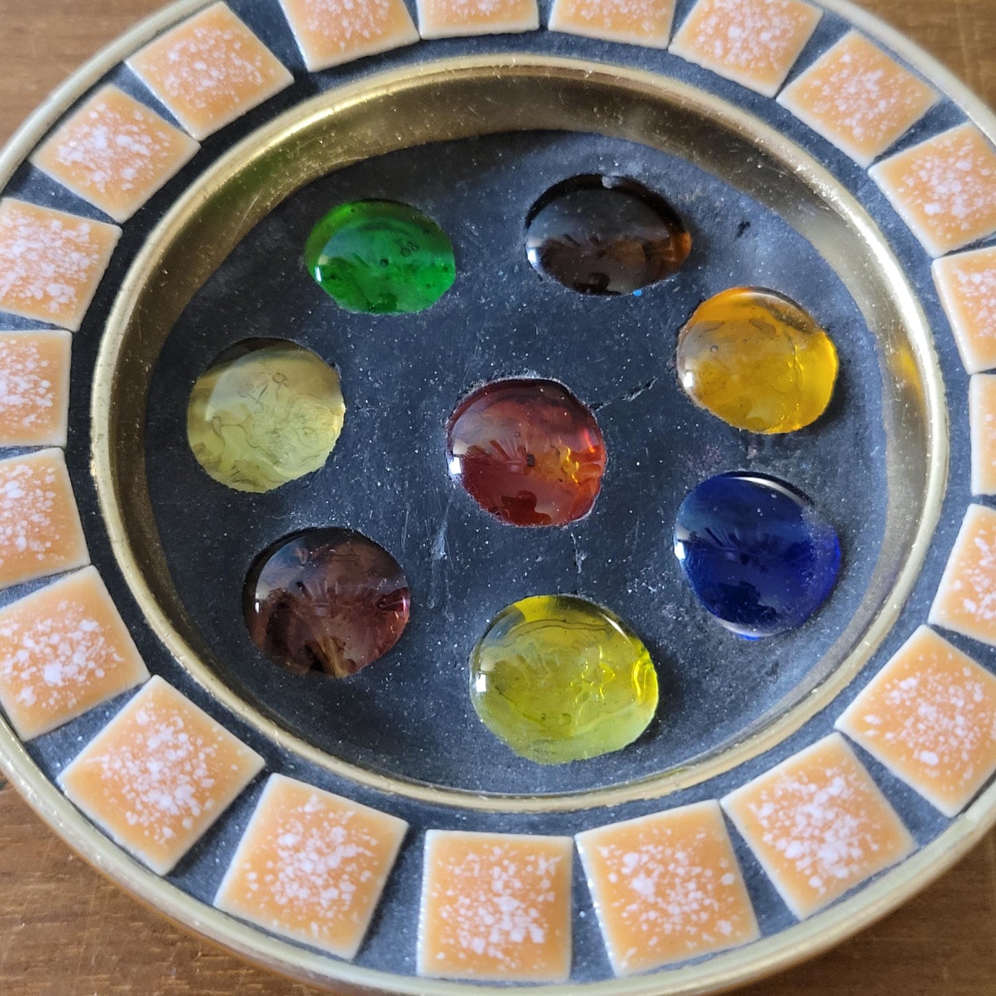 1960s tiled glass bead ashtray/trinket dish
