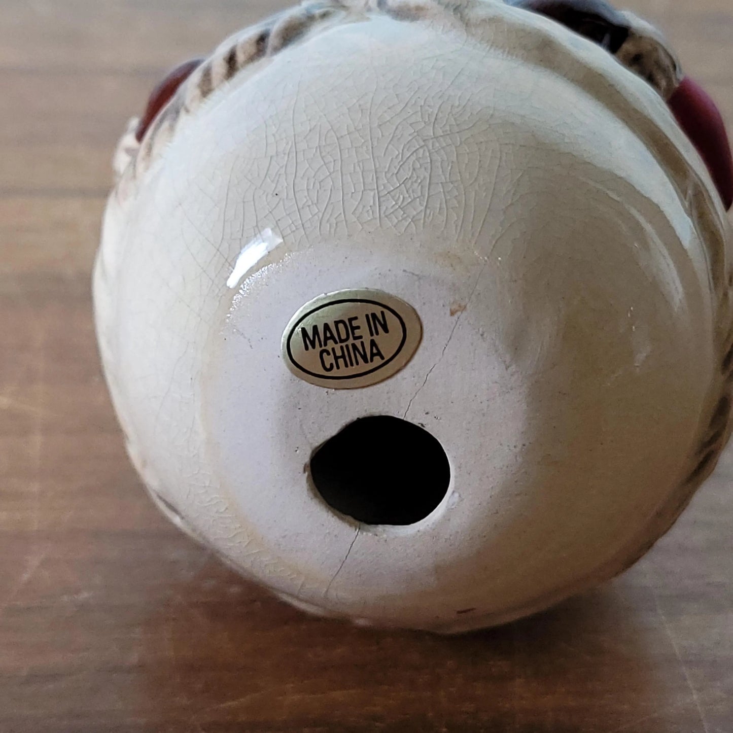 Vintage ceramic roly poly rounded Santa tree ornament