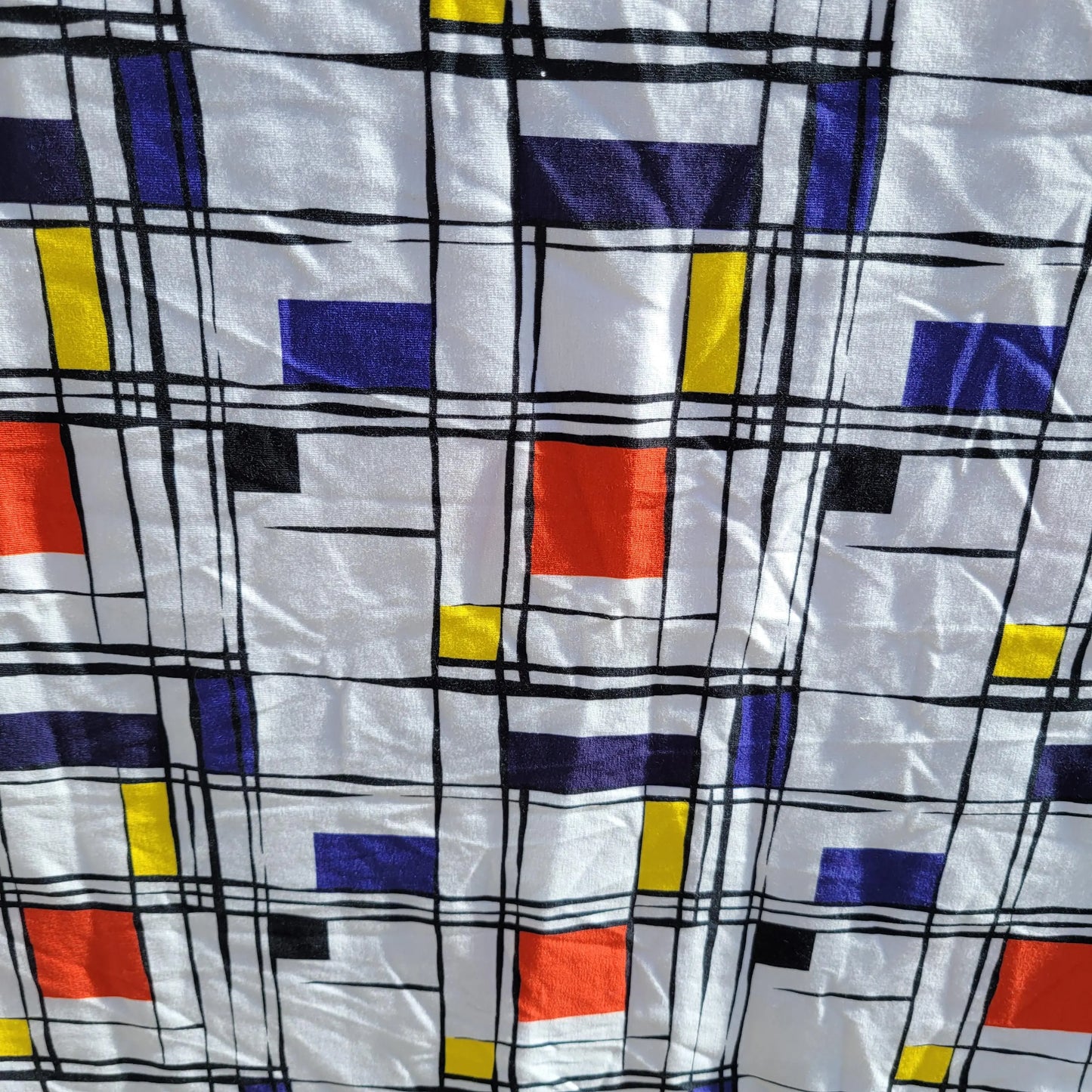 Stenzo Textiles, Netherlands 1980s-style modernist stretch organic cotton fabric piece, 44" x 60"