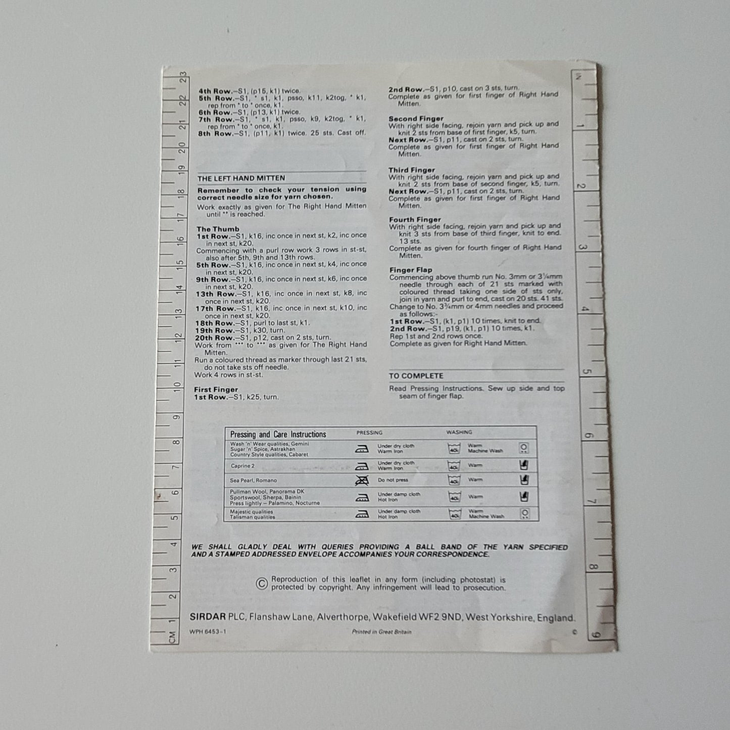 1980s Sirdar 6453 knitting pattern for leg warmers, gloves & mittens