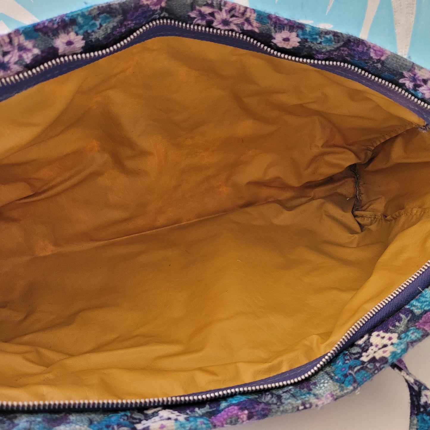 Vintage purple floral knitting bag