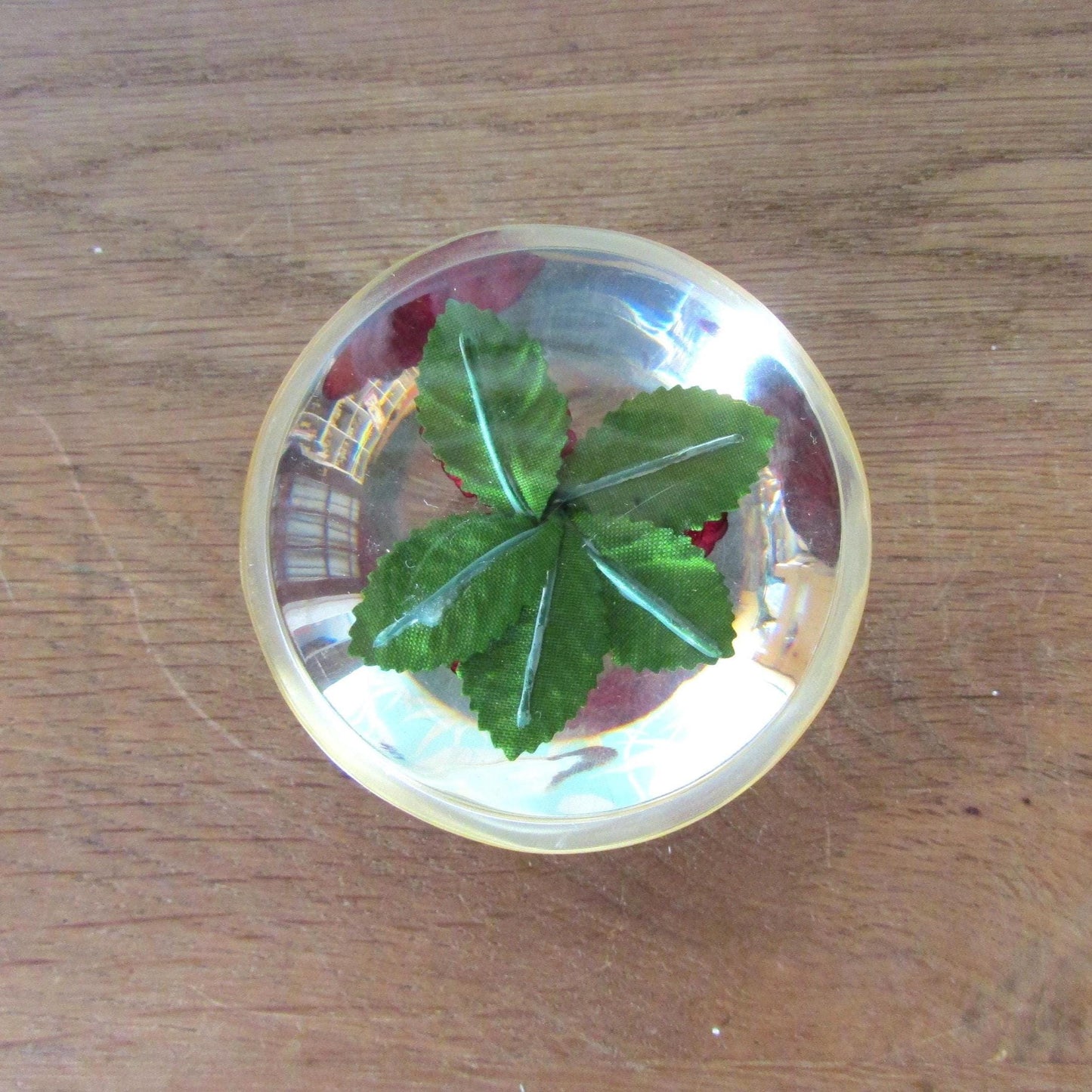 1960s kitsch acrylic domed raspberries paperweight