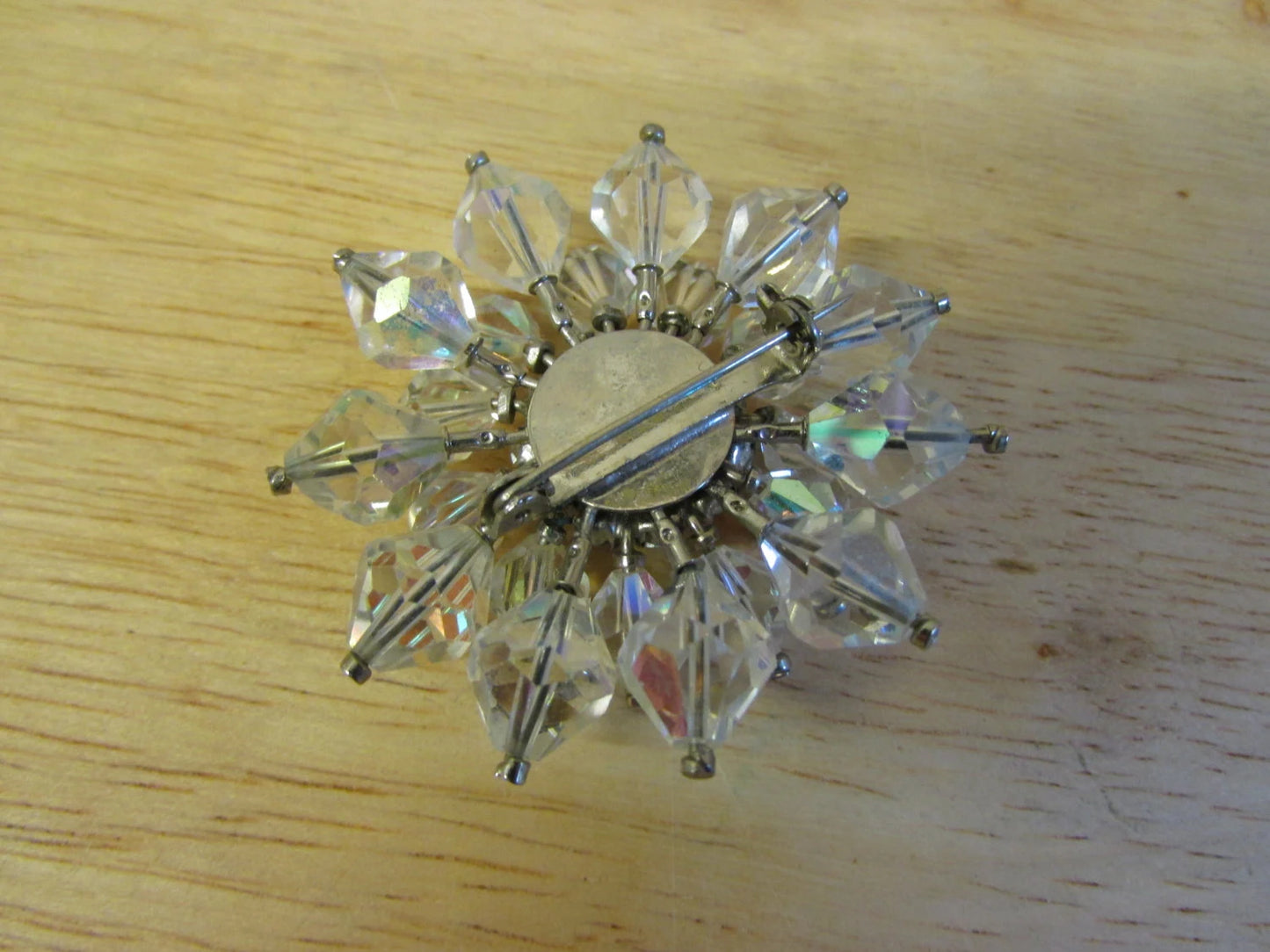 Vintage pavé crystal glass flower brooch