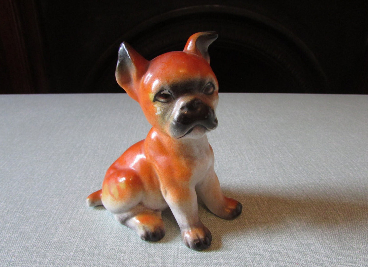 Rare vintage chalkware bulldog puppy figurine