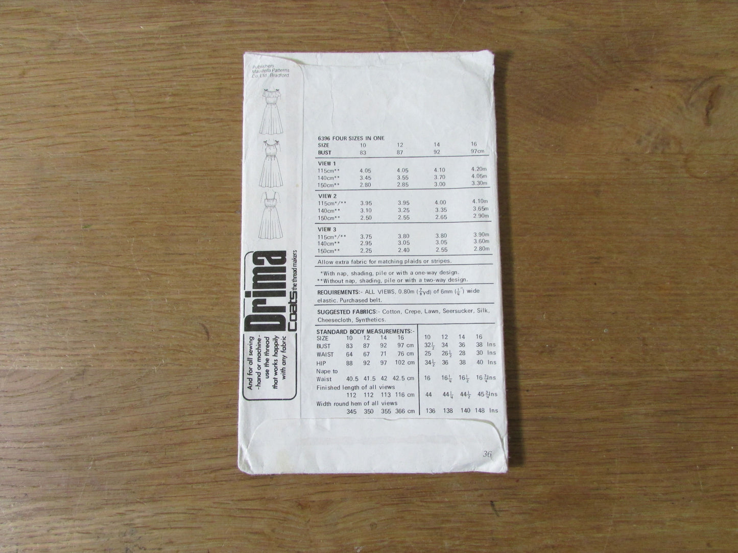 Part cut 1980s New Look 6396 sewing pattern for sundress, sizes 10-16 (cut to size 16, complete)