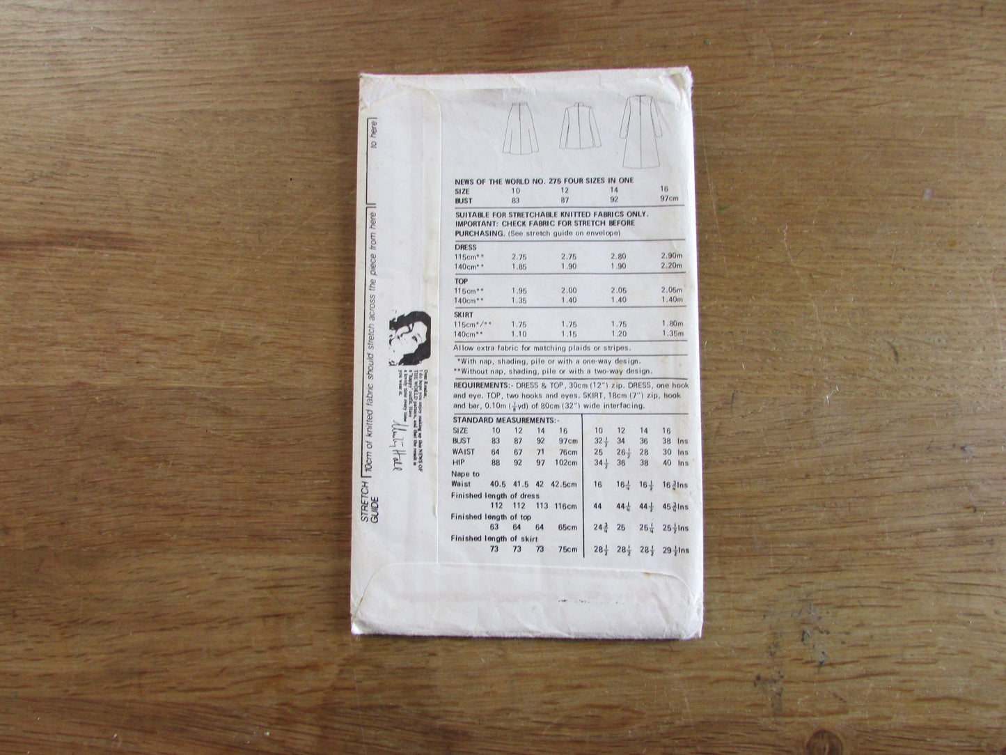 Uncut 1970s News of The World 275 sewing pattern for four-sizes-in-one dress, sizes 10-12-14-16 (complete)