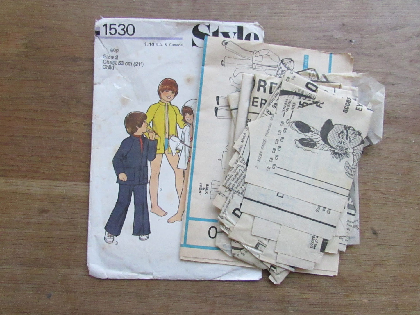 Used 1972 Style 1530 sewing pattern for child's unlined jacket & trousers, size 2 (complete)