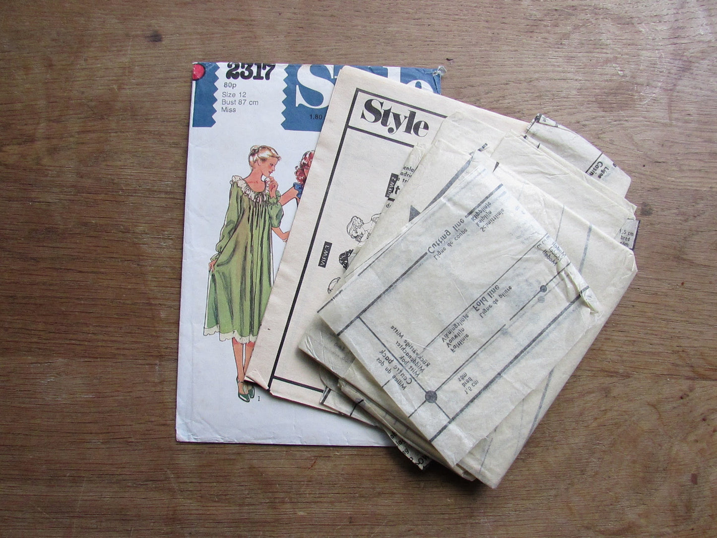 Part cut 1978 Style 2317 sewing pattern for misses' "pull-over-the-head" flared dress, size 12 (complete)