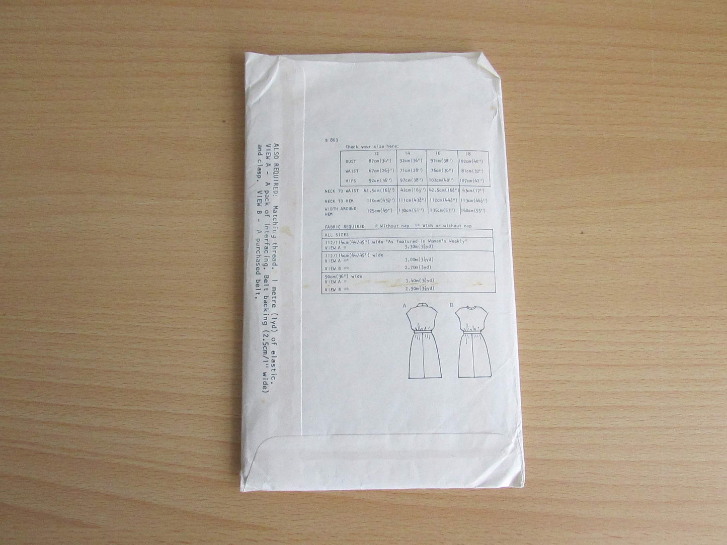 Uncut 1970s Woman's Weekly B863 sewing pattern for misses' day dress, size 12 (complete)