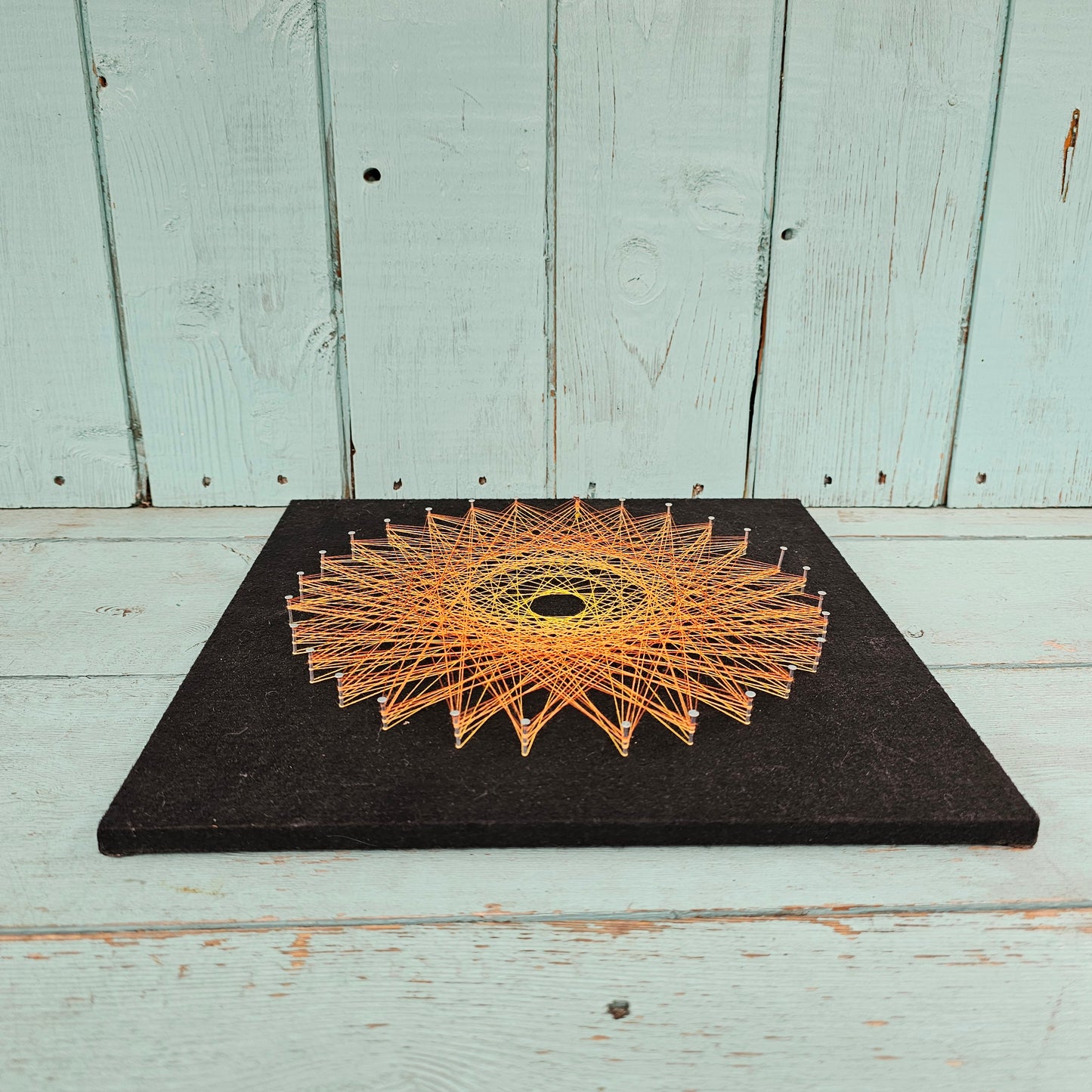 Handmade op art "Circle" string art wall hanging using original 1973 pattern